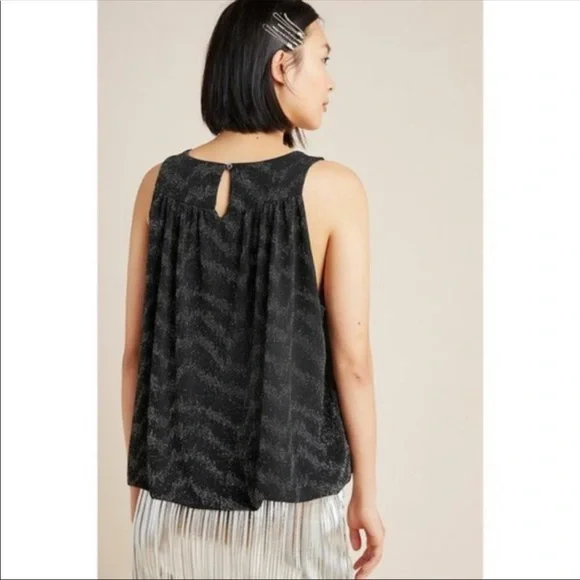 NWT Anthropologie Carly Shimmer Top in Black - Picture 5 of 8